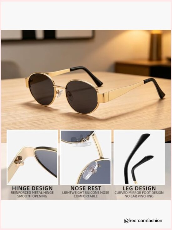 4 Pack Retro Oval Sunglasses for Women Men Classic Trendy Metal Shades
